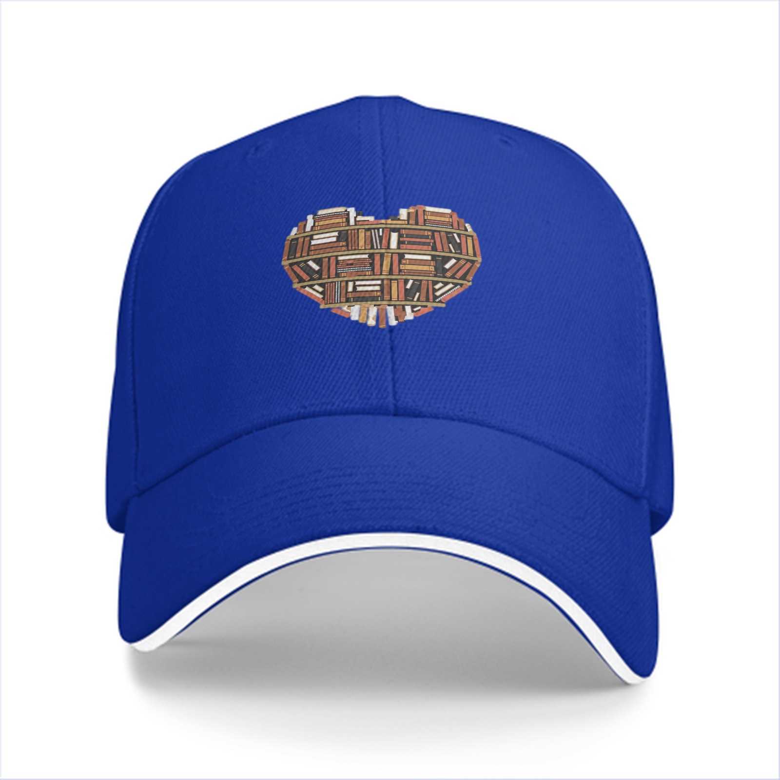 Black Baseball Cap With Heart Shaped Bookshelf Artwork
