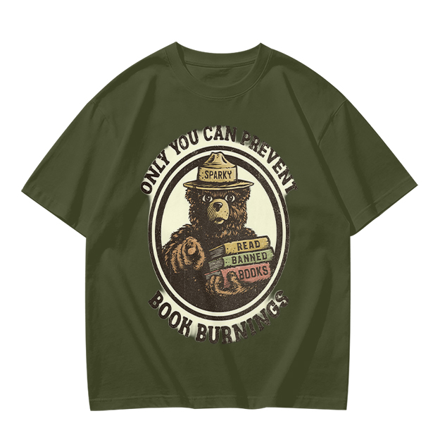 Only You Can Prevent Book Burnings Bear T-Shirt Art