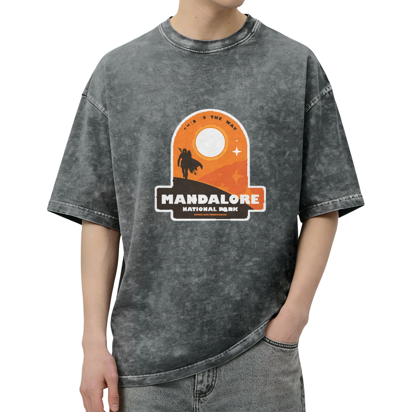 Mandalore National Park Star Wars Themed Acid Wash Oversized T-Shirt