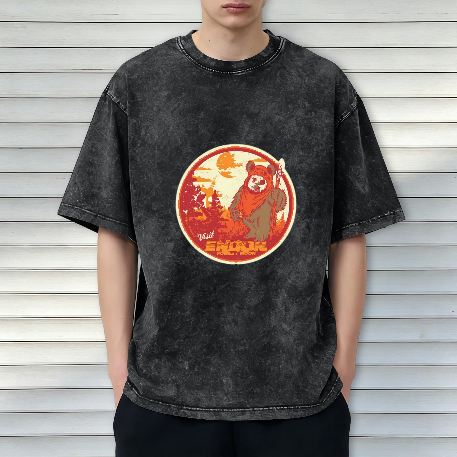 Star Wars Ewok Visit Endor Forest Moon Vintage Graphic Acid Wash T-shirt