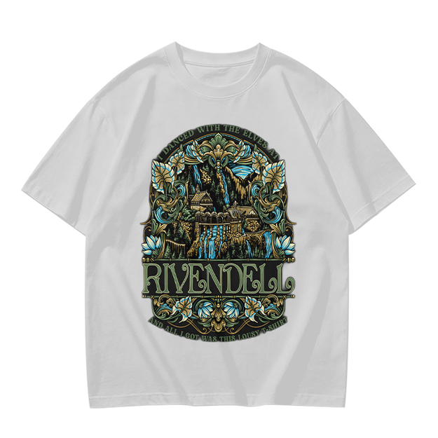 Olive Green Rivendell Themed Graphic T-Shirt