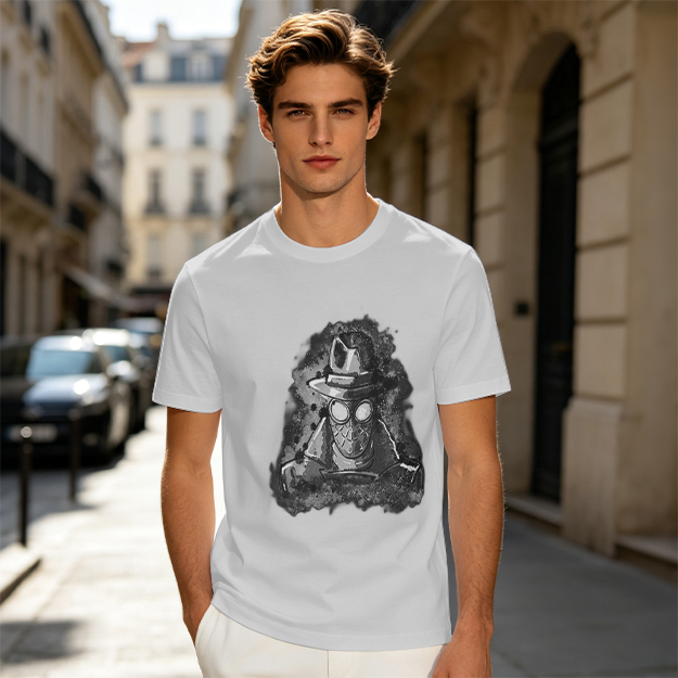 Olive T-Shirt Featuring Noir Spider-Man Ink Artwork