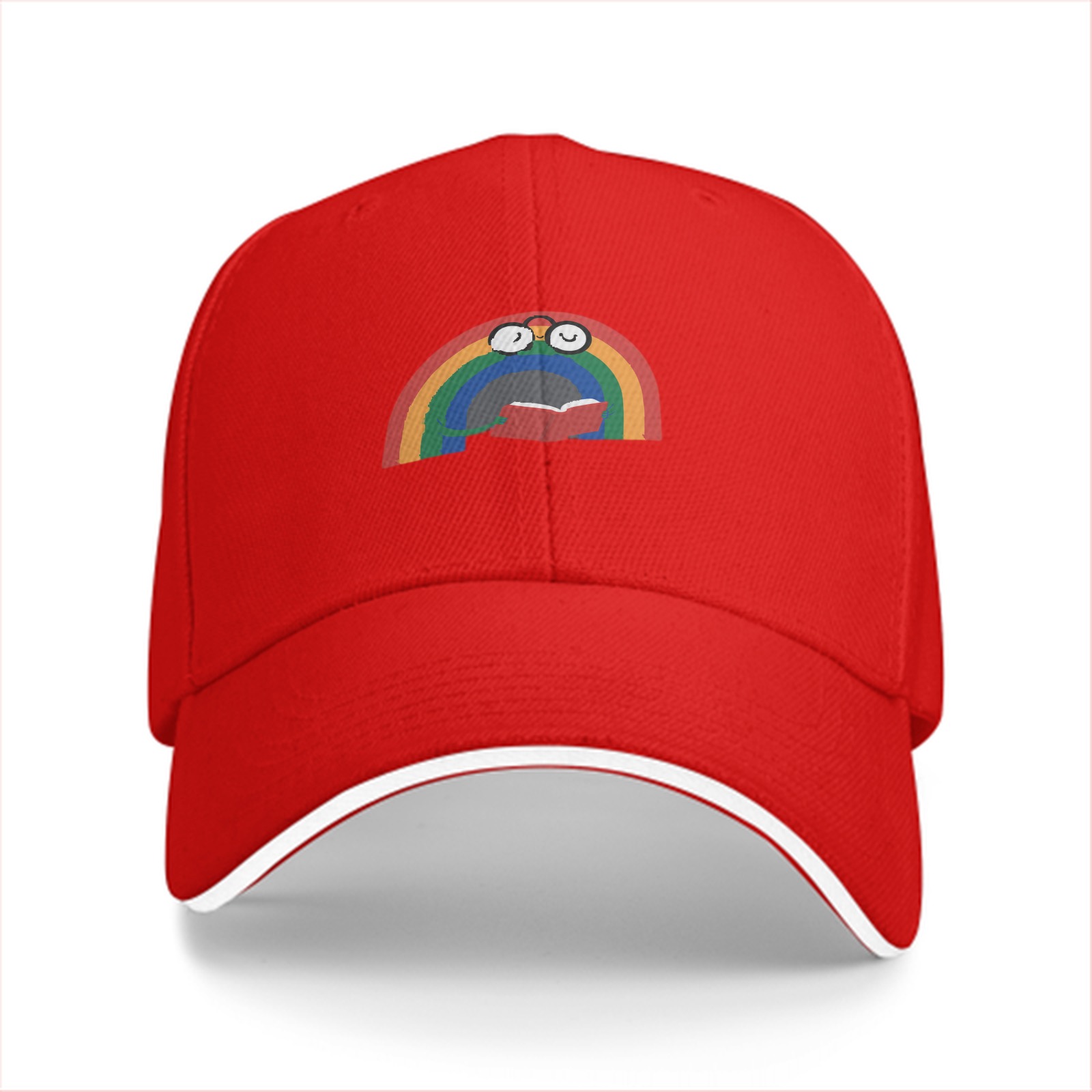 Black Baseball Cap With Reading Rainbow Graphic Design
