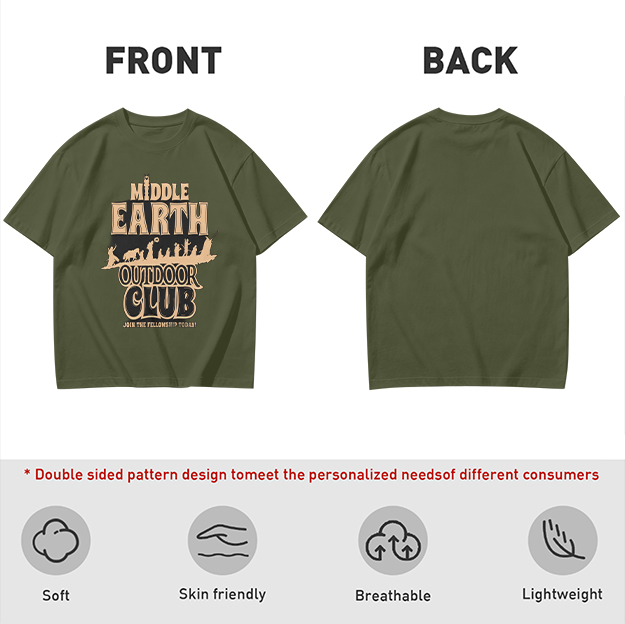 Middle Earth Outdoor Club T-Shirt with Fellowship Silhouette