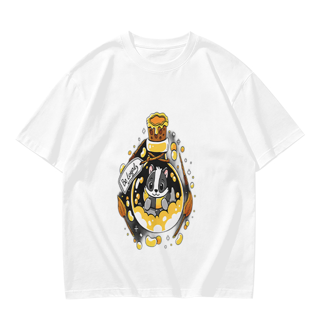 Olive T-Shirt With Cute Badger In Potion Bottle Graphic