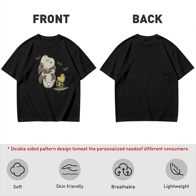 Olive T-shirt with Snoopy and Woodstock Graphic Print