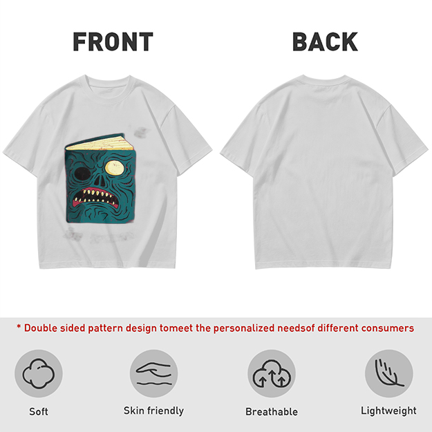 Olive T-Shirt With Monster Book Graphic Print