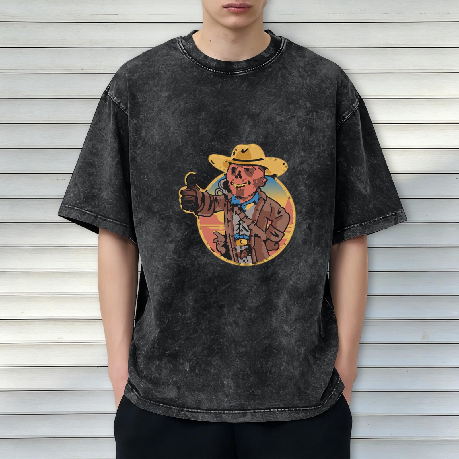 Fallout Ghoul Cowboy Thumbs Up Vintage Wash T-Shirt