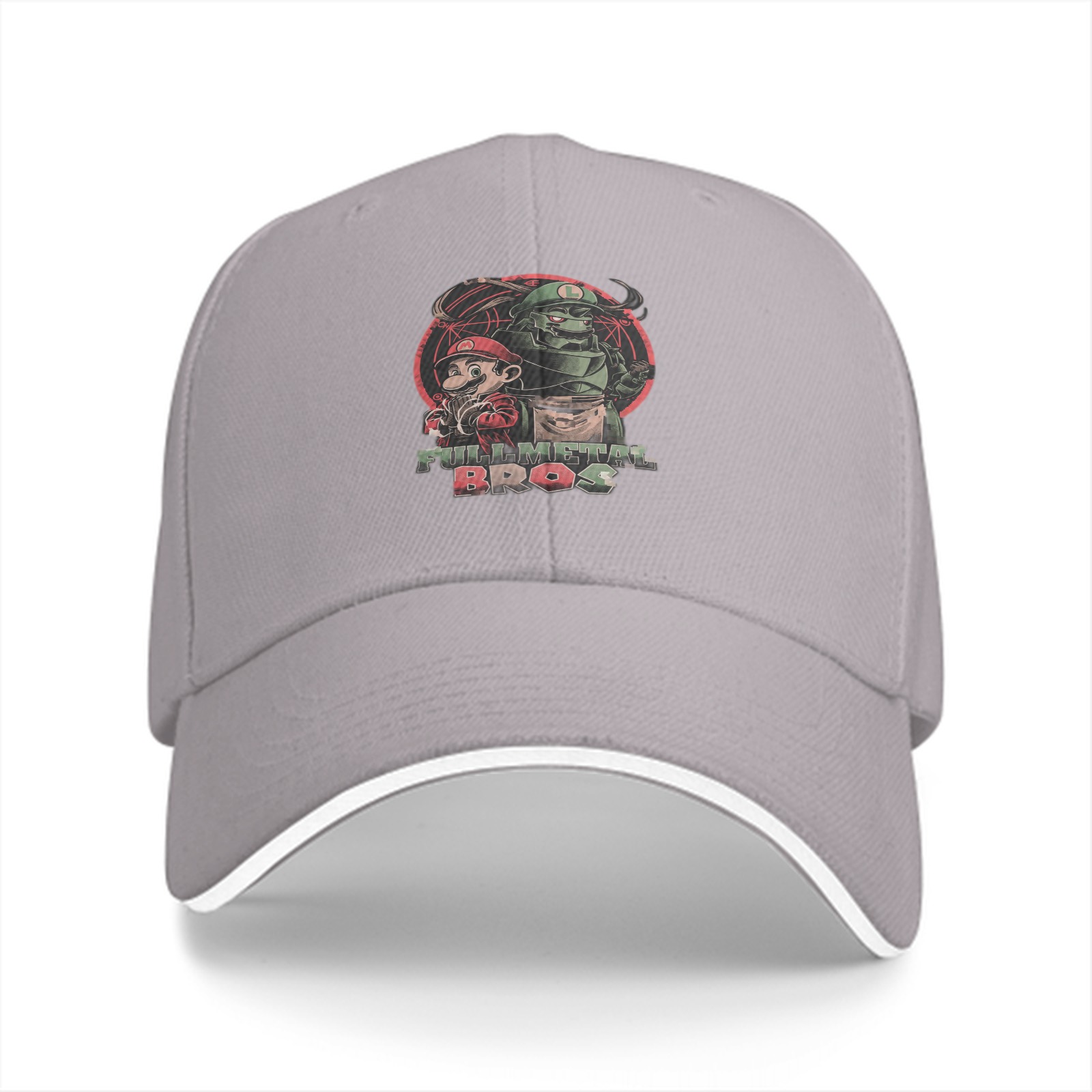 Black baseball cap with Full Metal Bros graphic print