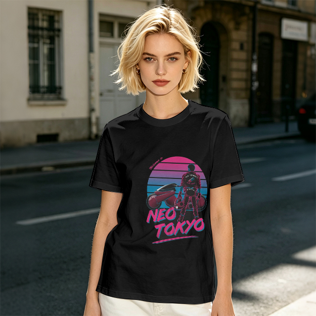 Neo Tokyo Synthwave Biker Graphic T-Shirt