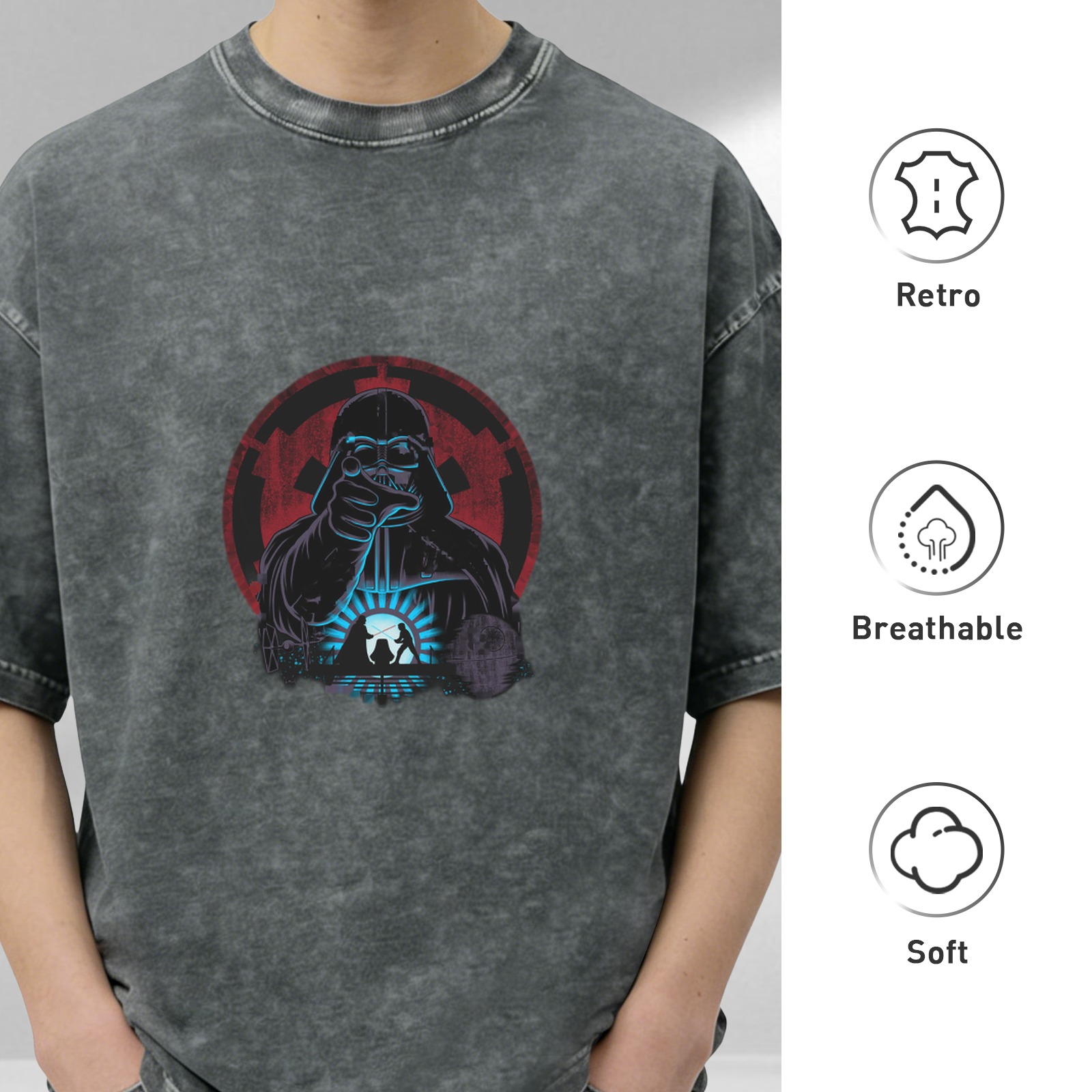 Star Wars Darth Vader Graphic Stonewashed Cotton T-Shirt