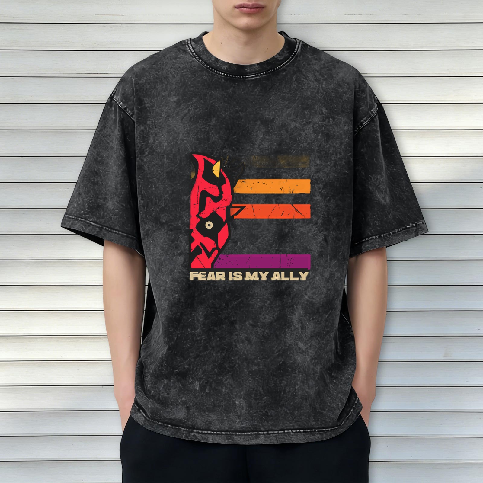 Fear Is My Ally Dark Washed Graphic T-Shirt