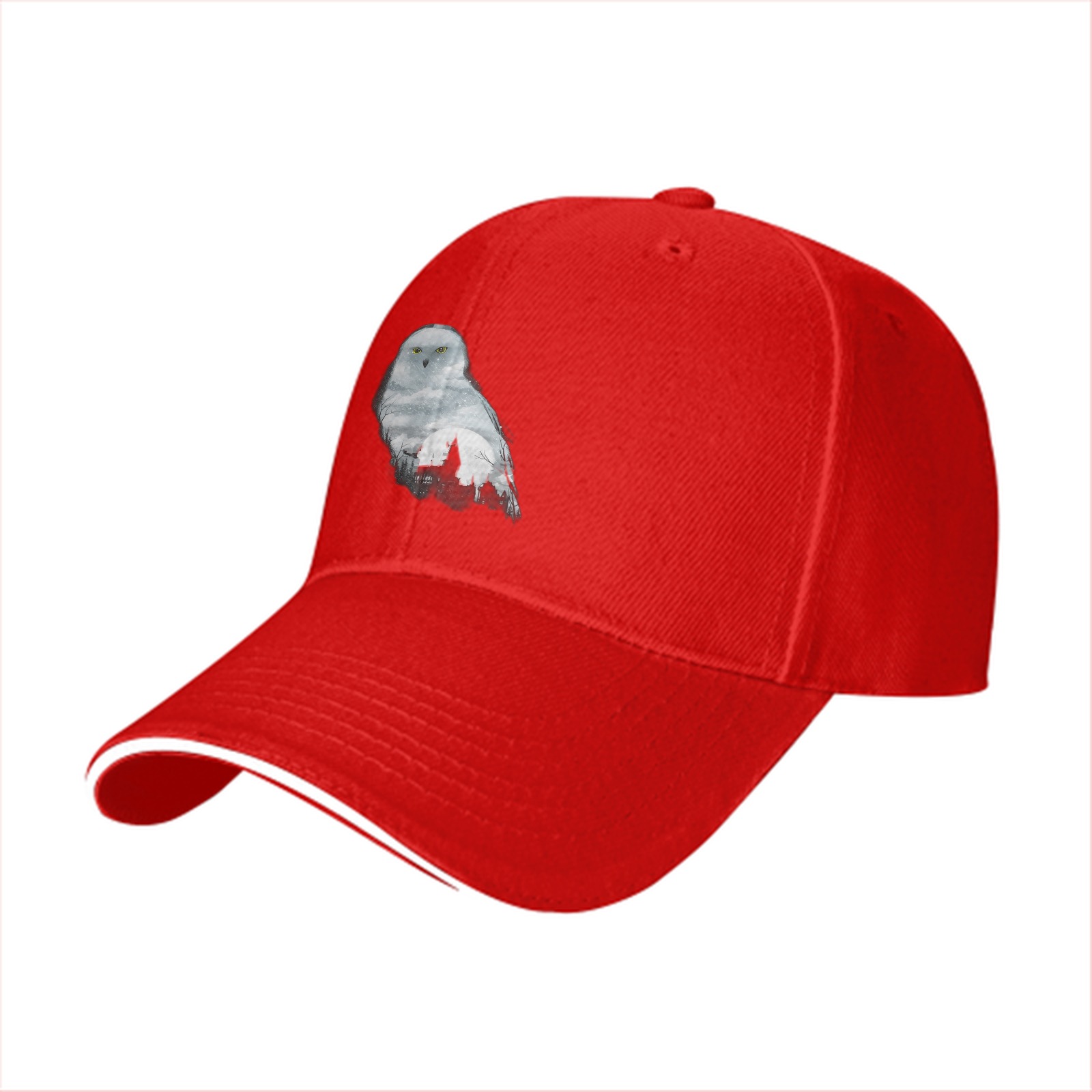 Black baseball cap with snowy owl and castle graphic