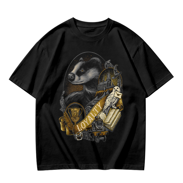 Olive Green Hufflepuff Loyalty Badger Graphic T-Shirt