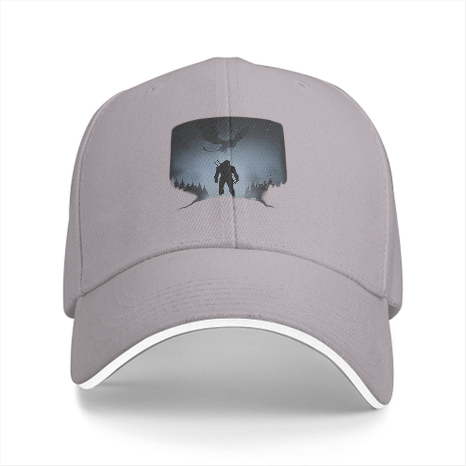 Black Baseball Cap With Witcher Monster Slayer Silhouette Art