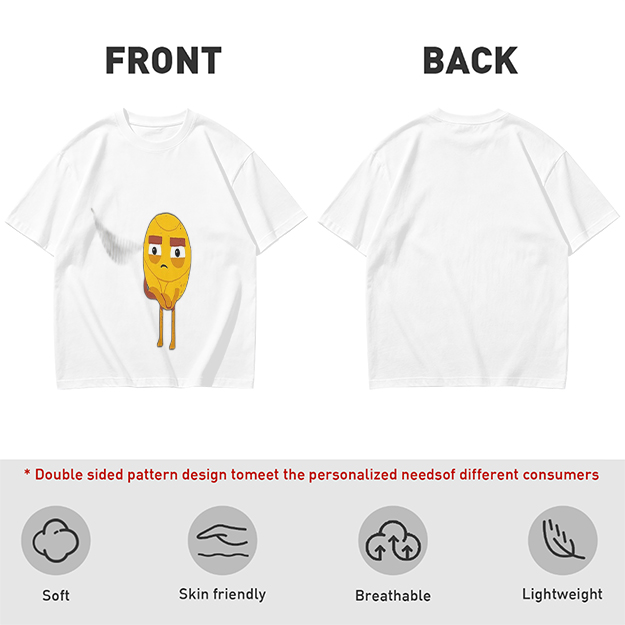 Olive T-Shirt With Sad Yellow Cartoon Character Print