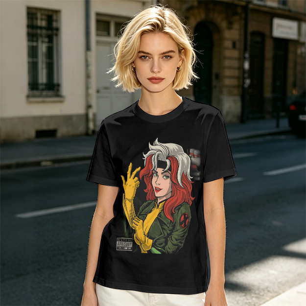 Olive T-shirt with Rogue X-Men Graphic Print
