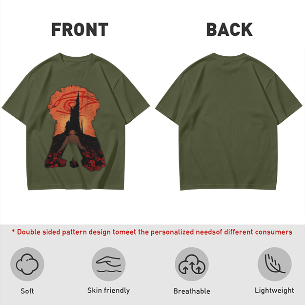 Olive T-Shirt With Dark Tower Keyhole Silhouette Art Print