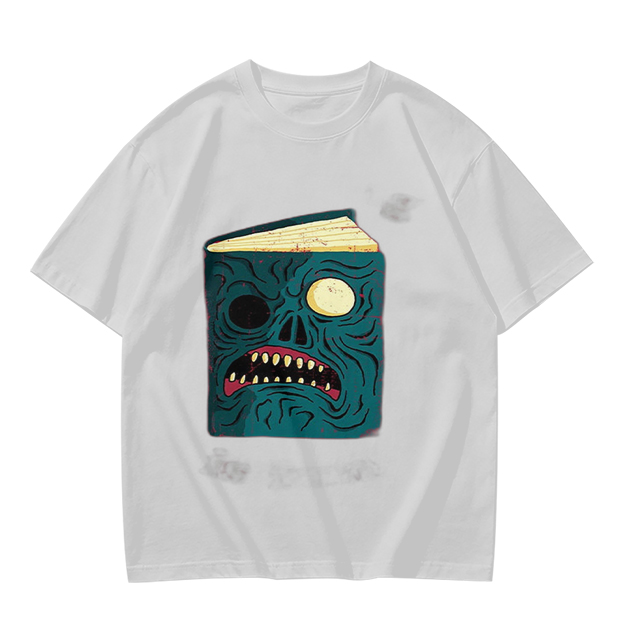 Olive T-Shirt With Monster Book Graphic Print