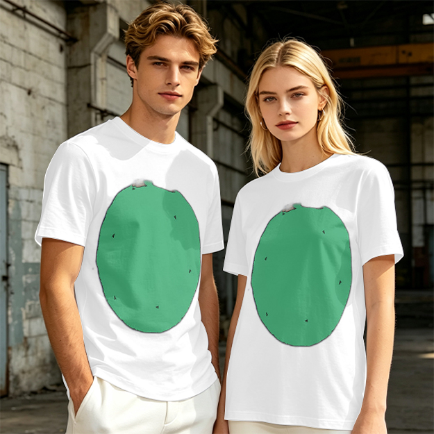 Olive Green T-Shirt With Simple Green Oval Graphic Print