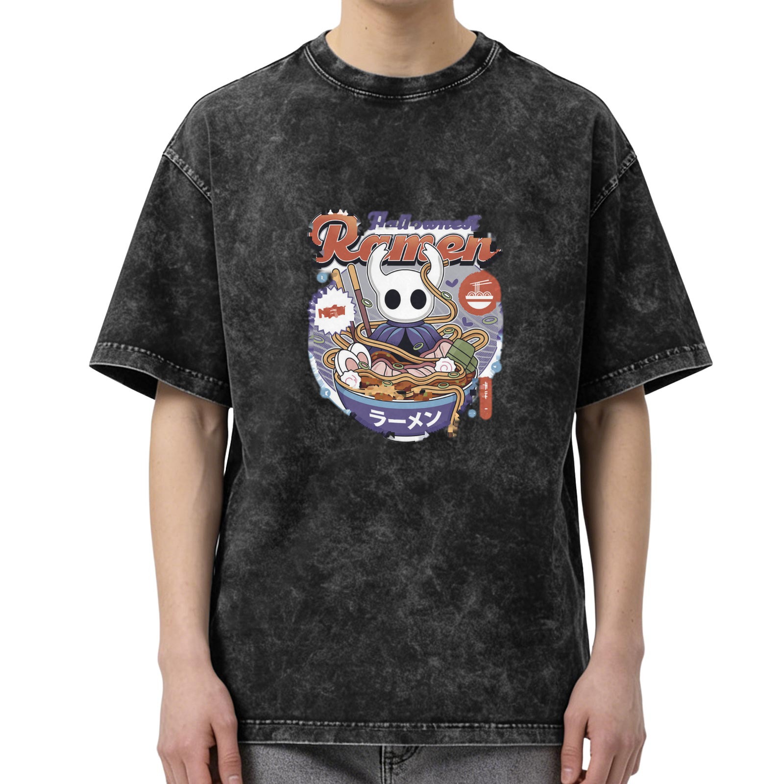Hollow Knight Ramen Graphic Acid Wash Oversized T-Shirt