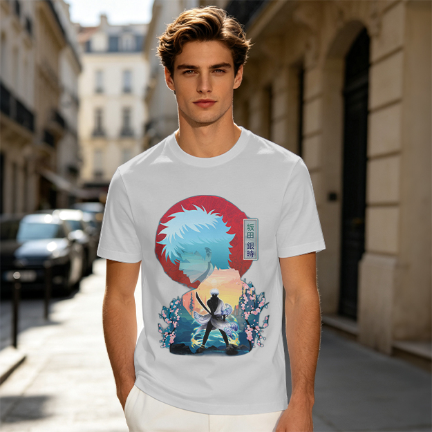 Anime samurai graphic olive green casual t-shirt