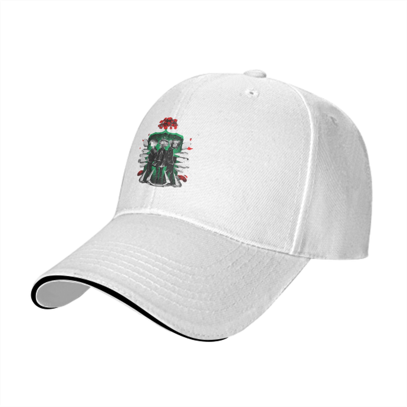 Black Baseball Cap With Mexican Mariachi Themed Graphic Print