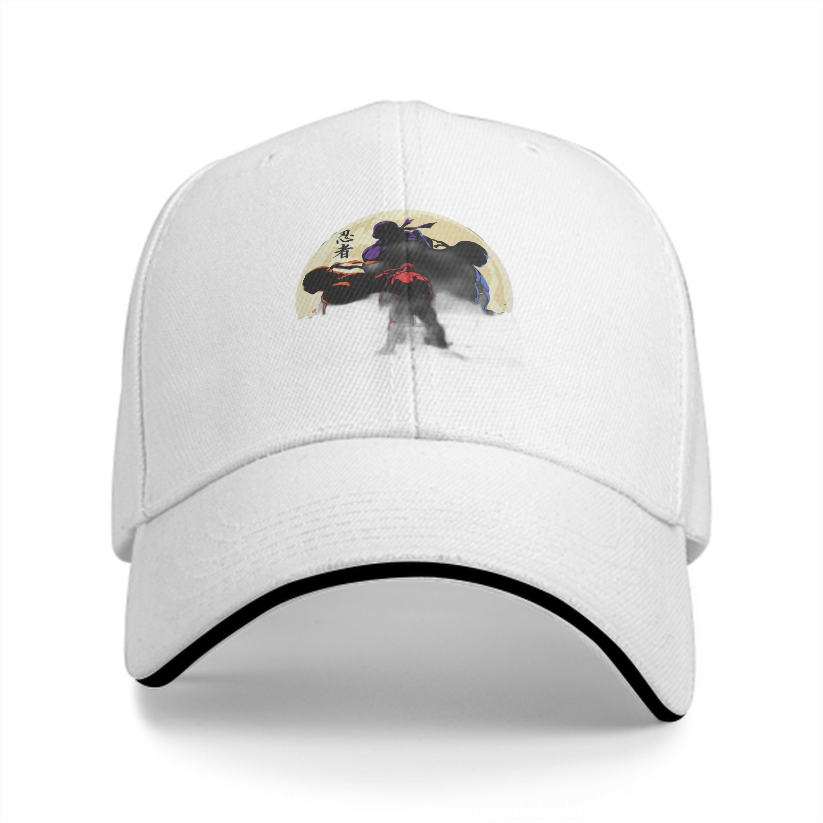 Black baseball cap with ninja turtle silhouette moon graphic
