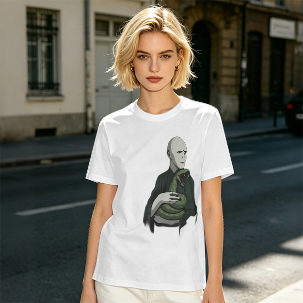 Olive T-shirt with Voldemort and Nagini Graphic Print