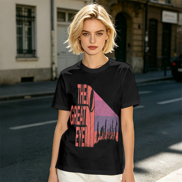 Olive T-Shirt with The Great Eye Sunset Graphic Print
