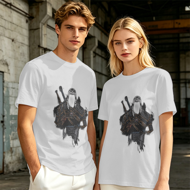 Olive Green T-Shirt With Witcher Inspired Armor Print