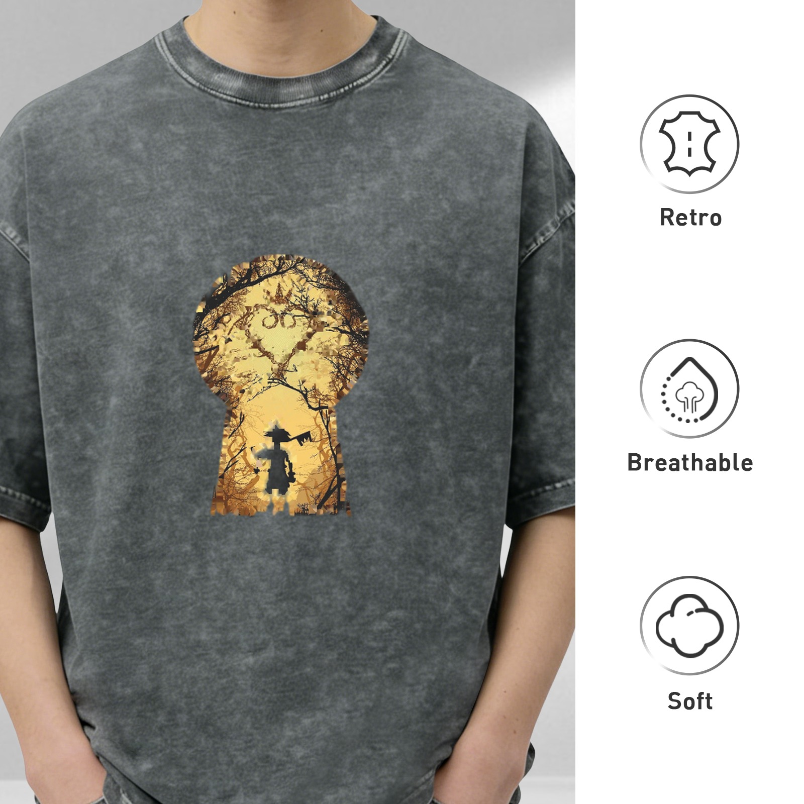 Kingdom Hearts Sora Keyhole Silhouette Vintage Wash T-Shirt
