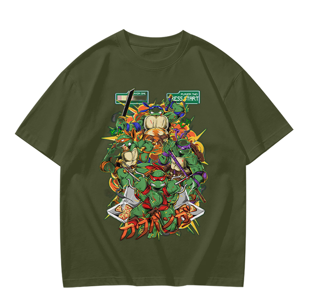 Olive T-Shirt With Teenage Mutant Ninja Turtles Graphic Print