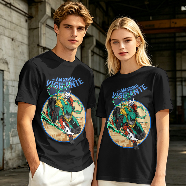 The Amazing Vigilante Graphic Tee Featuring Action Hero Art