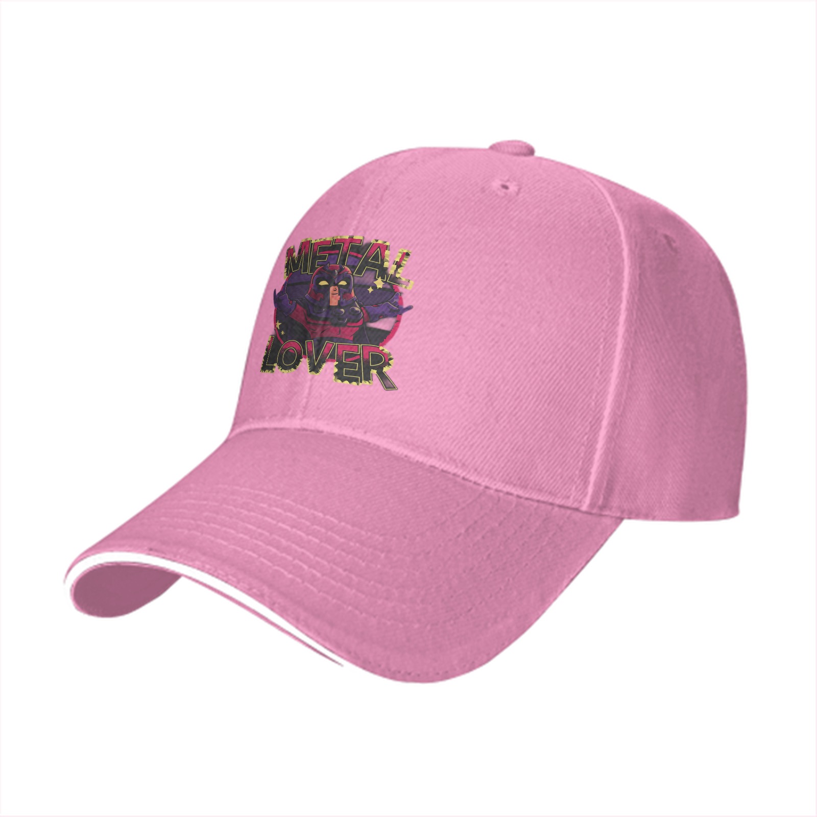 Black Baseball Cap With Metal Lover Superhero Graphic Print