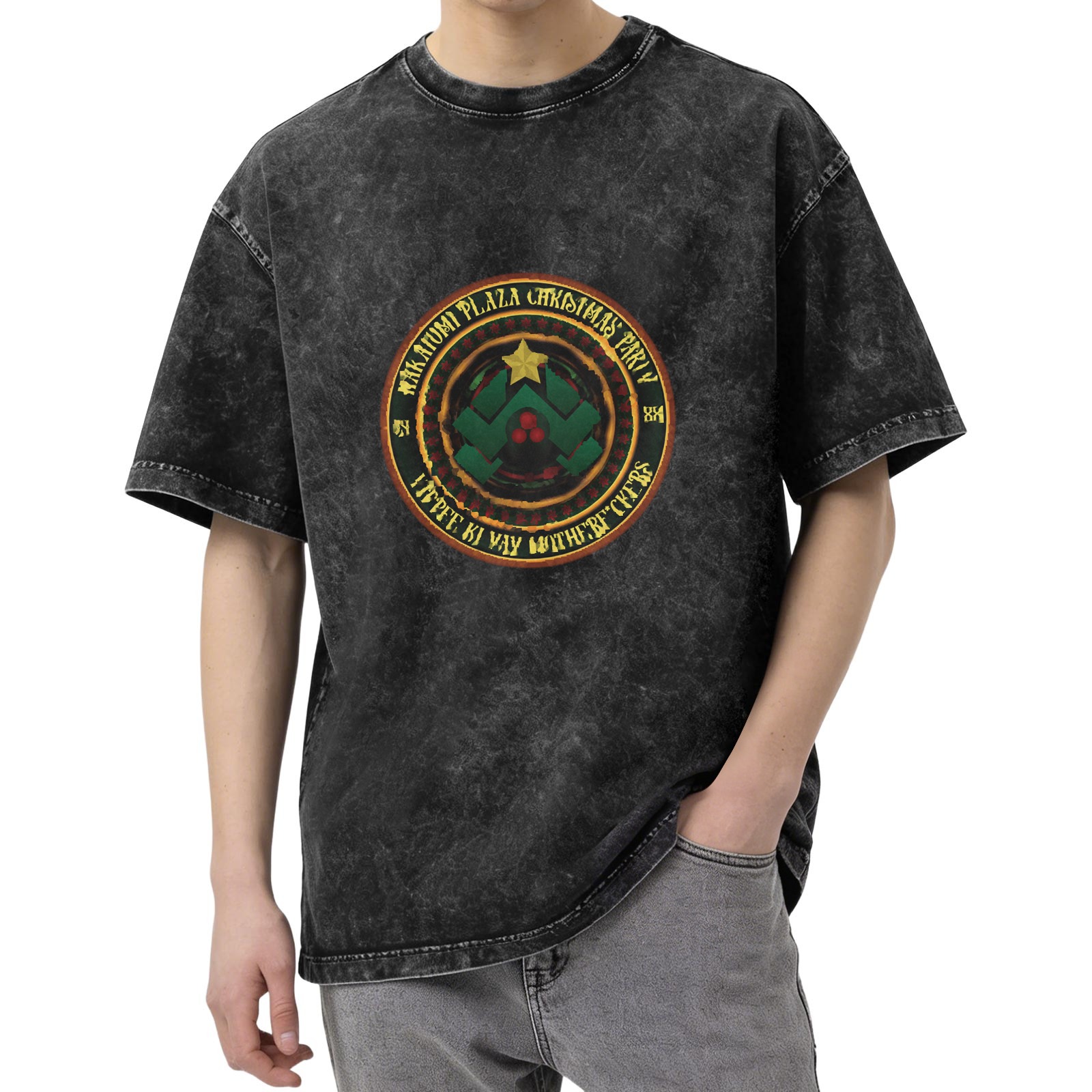 Wakutumi Plaza Christmas Party Graphic Vintage Wash T-Shirt