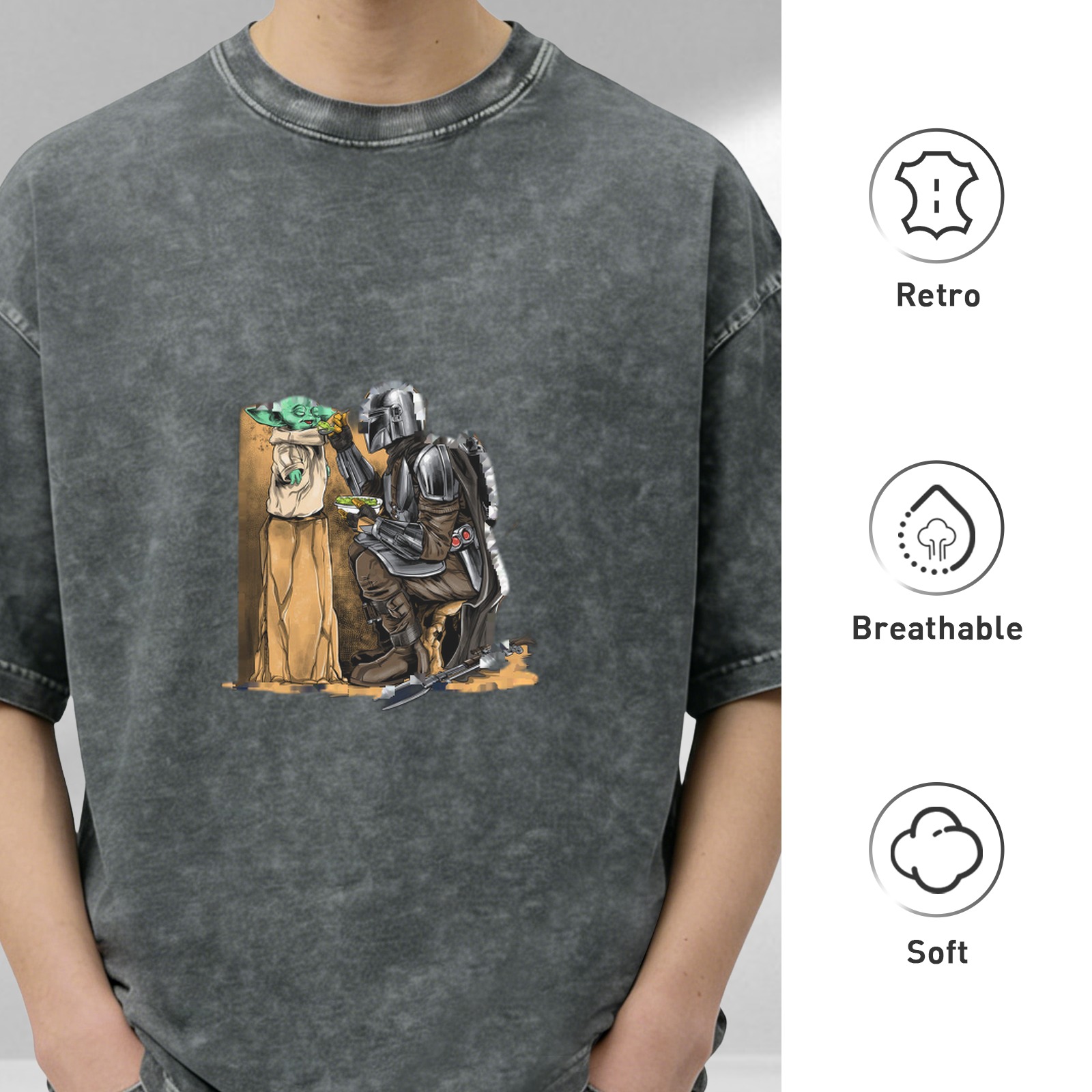 Star Wars The Mandalorian & Grogu Graphic Vintage Wash T-shirt