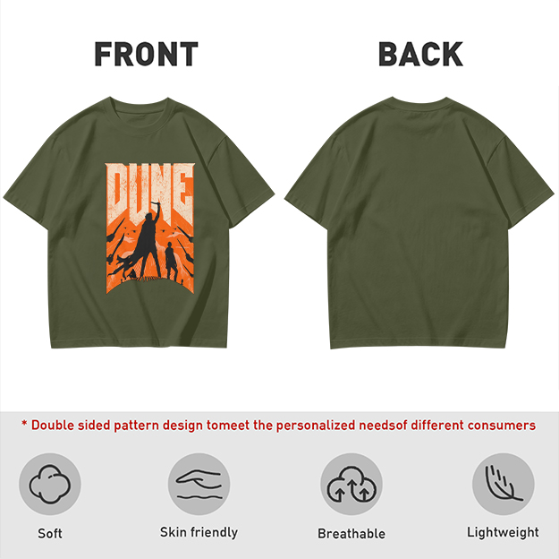 Dune Themed Silhouette Graphic Print Olive T-Shirt