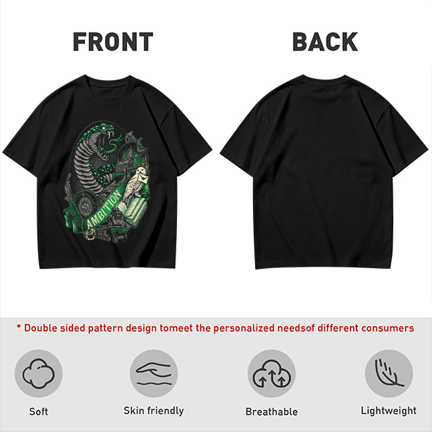 Olive Green T-Shirt With Slytherin Ambition Snake Owl Graphic