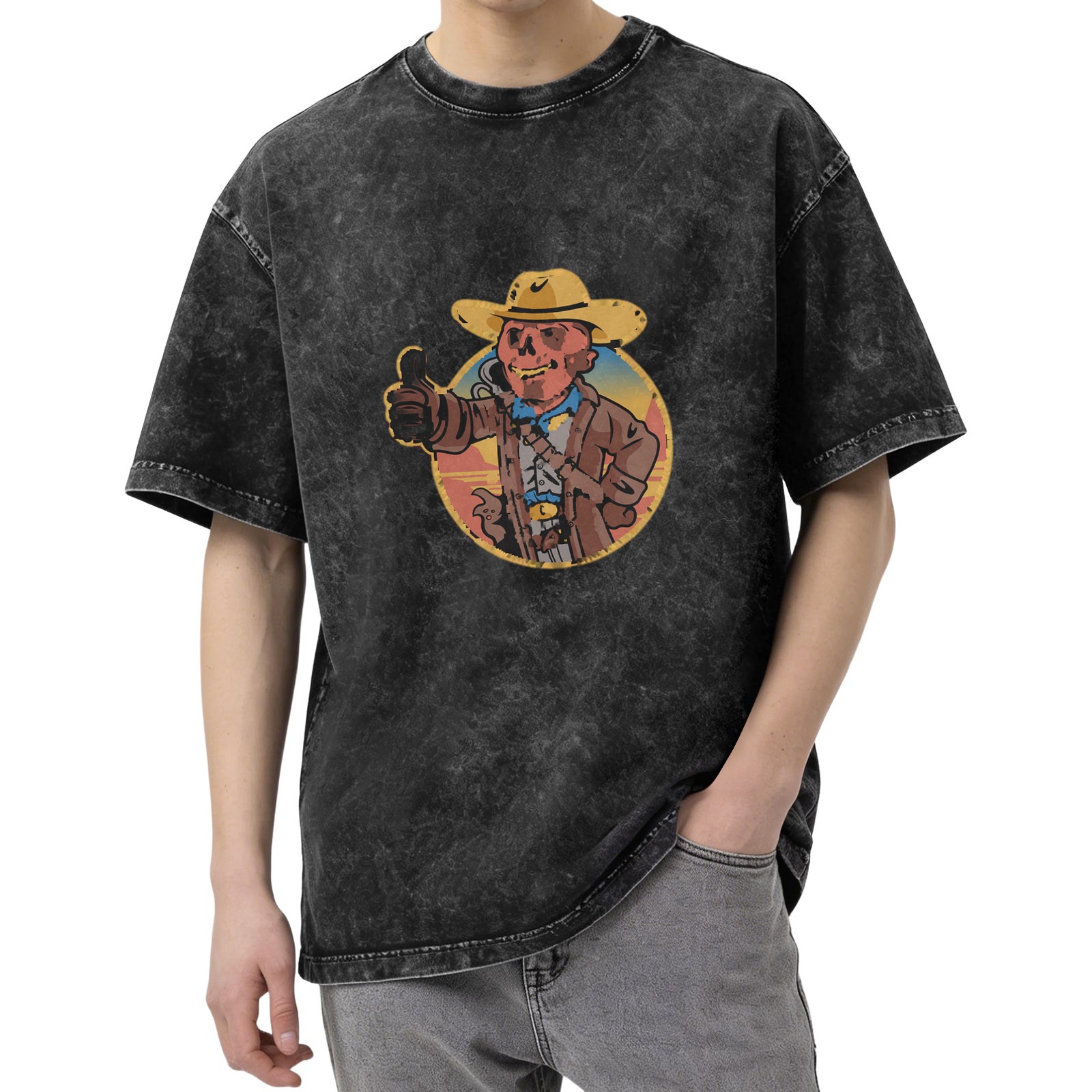 Fallout Ghoul Cowboy Thumbs Up Vintage Wash T-Shirt