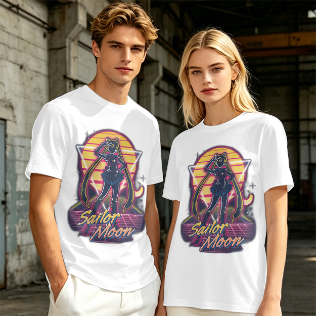 Olive Green Sailor Moon Retro Synthwave Graphic T-Shirt