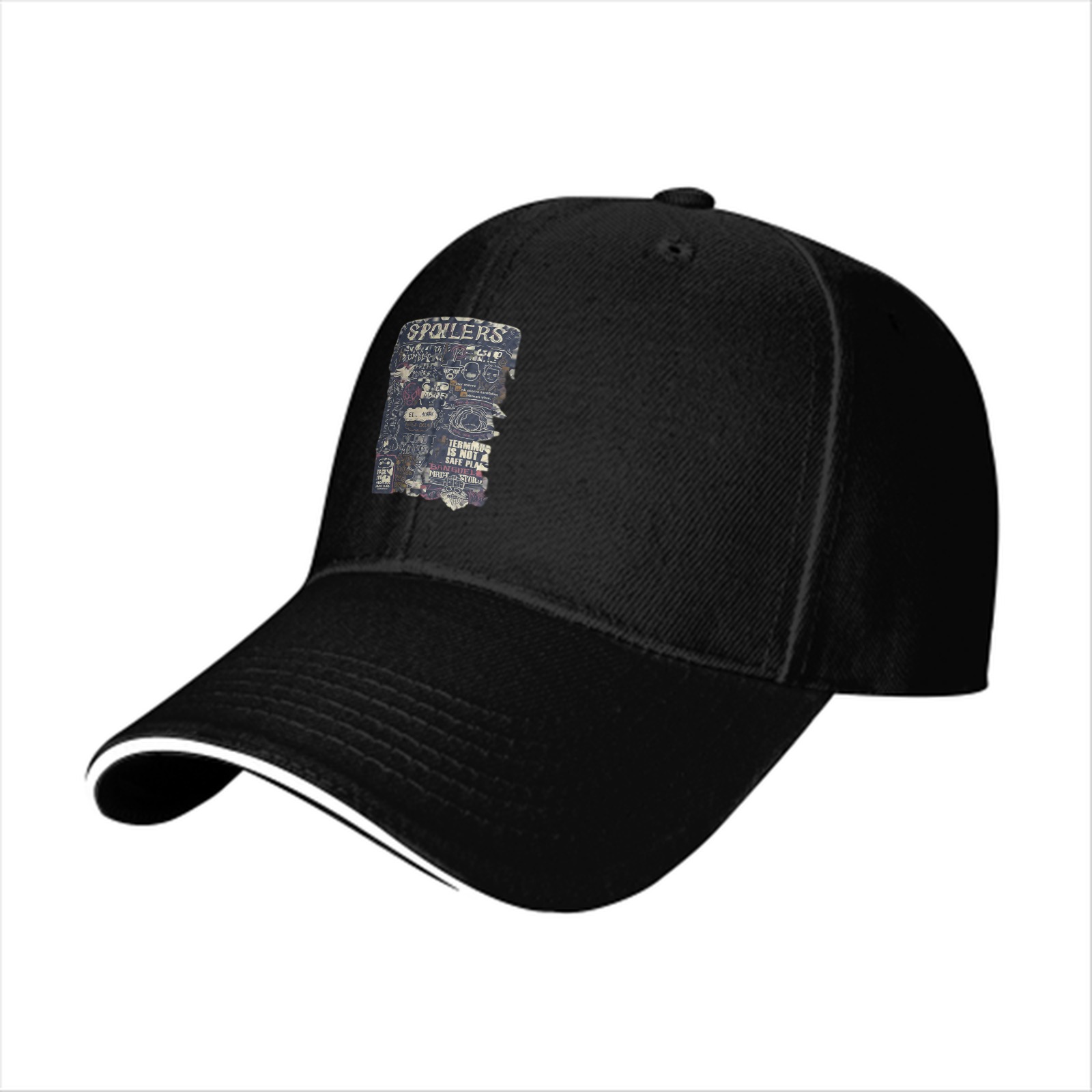 Black Baseball Cap With Spoilers Themed Graphic Print