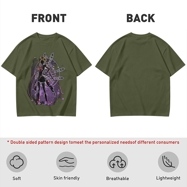 Olive T-Shirt with Sailor Moon Silhouette Graphic Print
