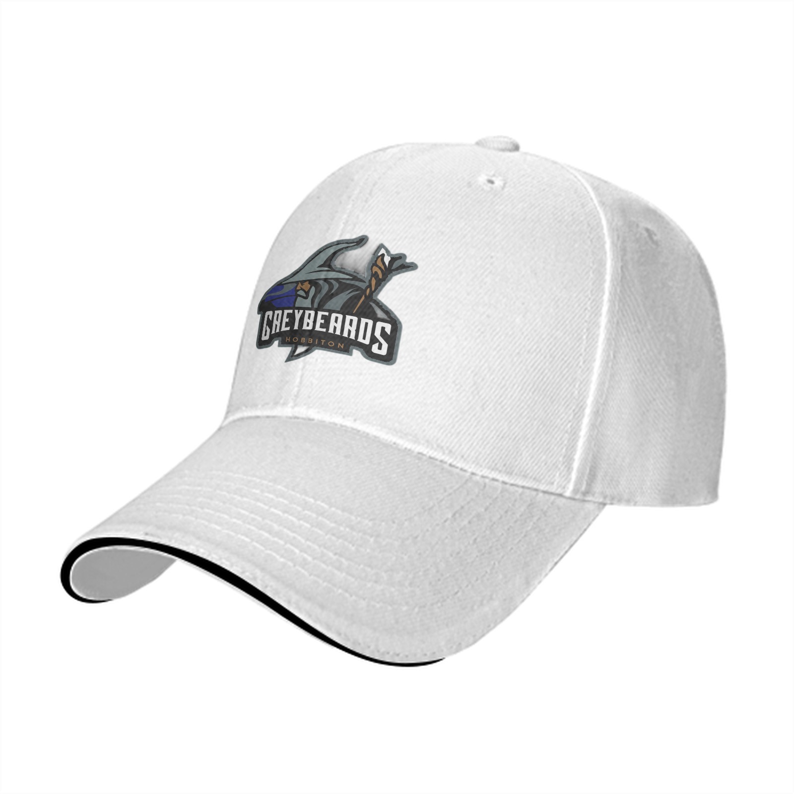 Black baseball cap with Greybeards Hobbiton wizard logo