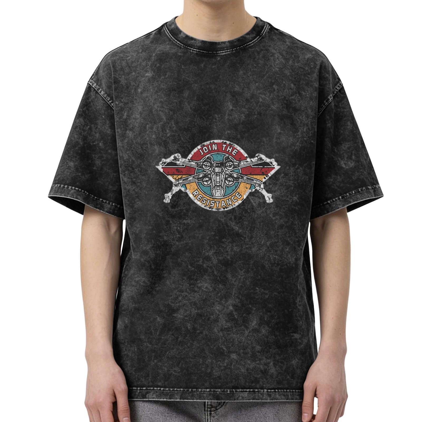 Washed Black Star Wars Join The Resistance X-Wing T-Shirt