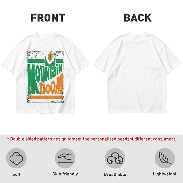 Olive T-shirt with Mountain Doom Themed Graphic Print