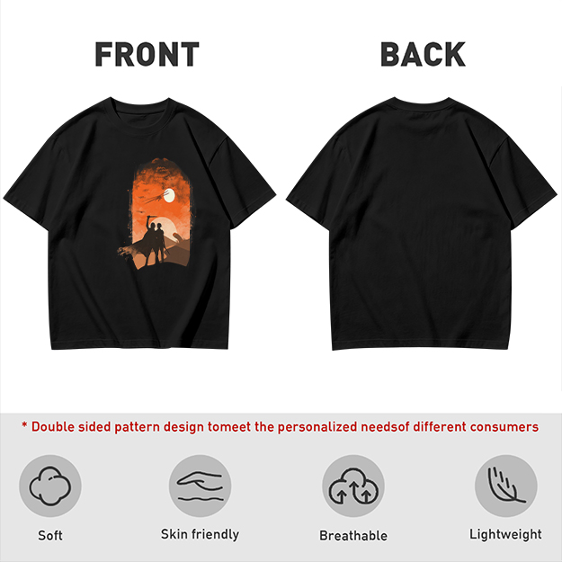 Olive T-Shirt With Desert Sunset Silhouette Print