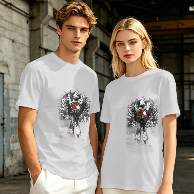 Olive T-Shirt With Winged Warrior Graphic Print