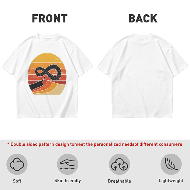 Olive T-Shirt With Retro Sunset Infinity Worm Graphic