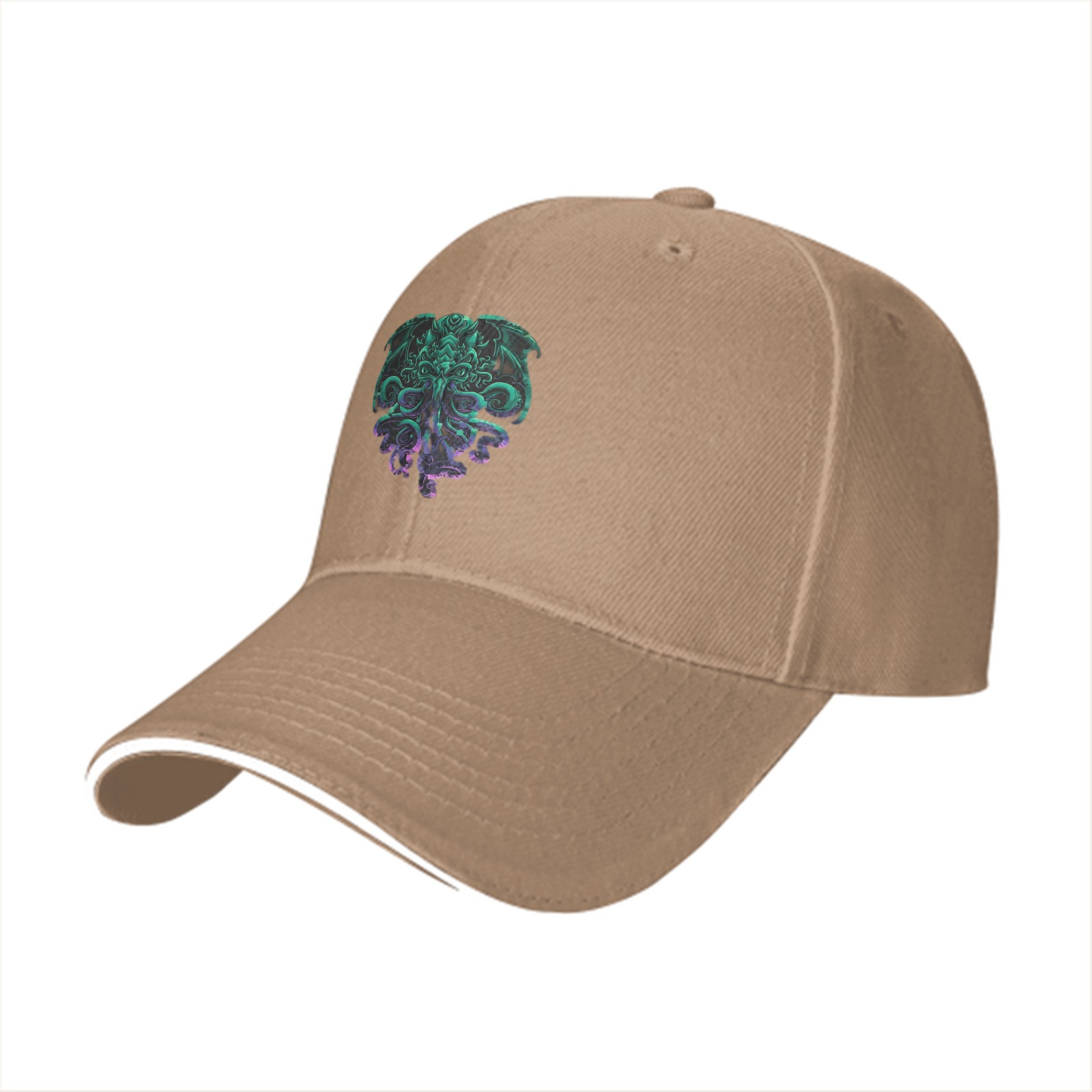 Black Baseball Cap With Cthulhu Monster Graphic